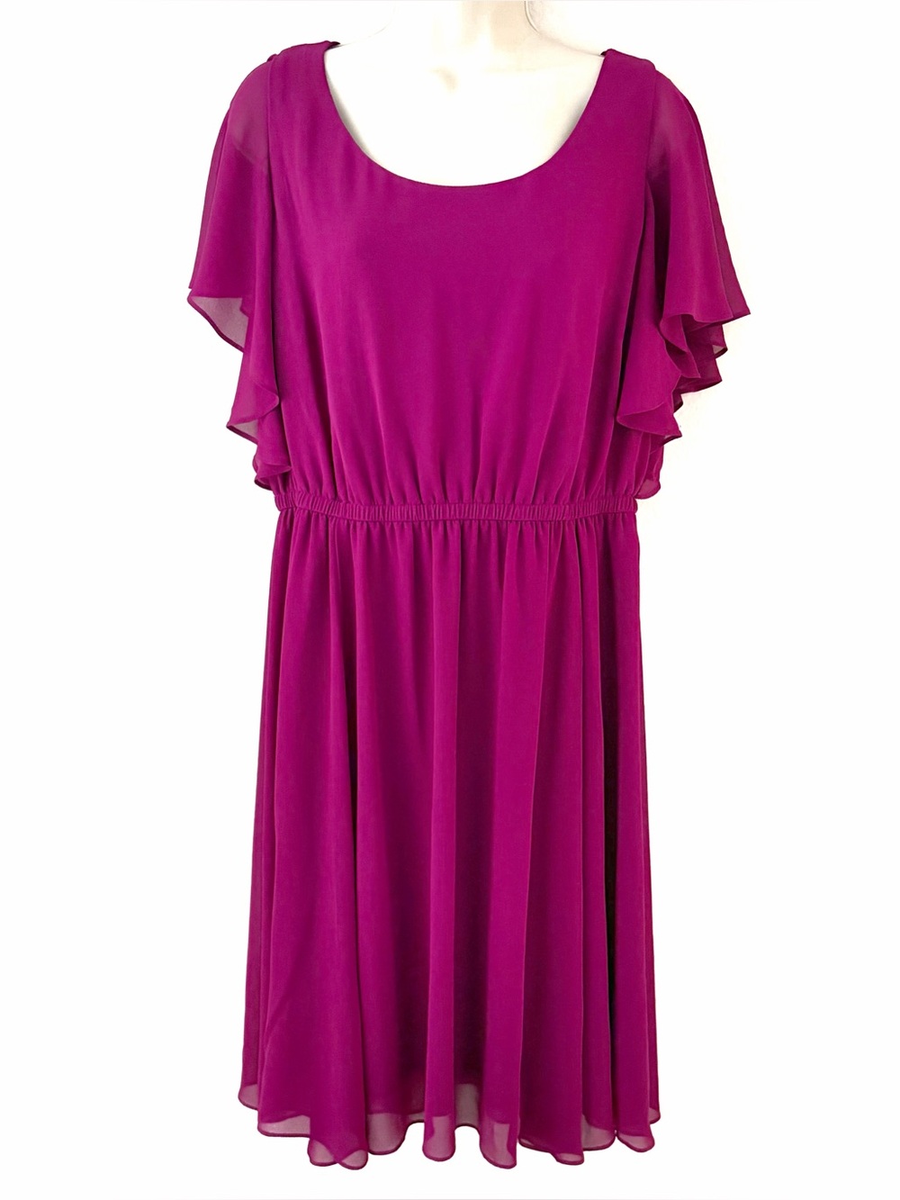 Torrid Fuchsia Flutter-Sleeve Midi Dress